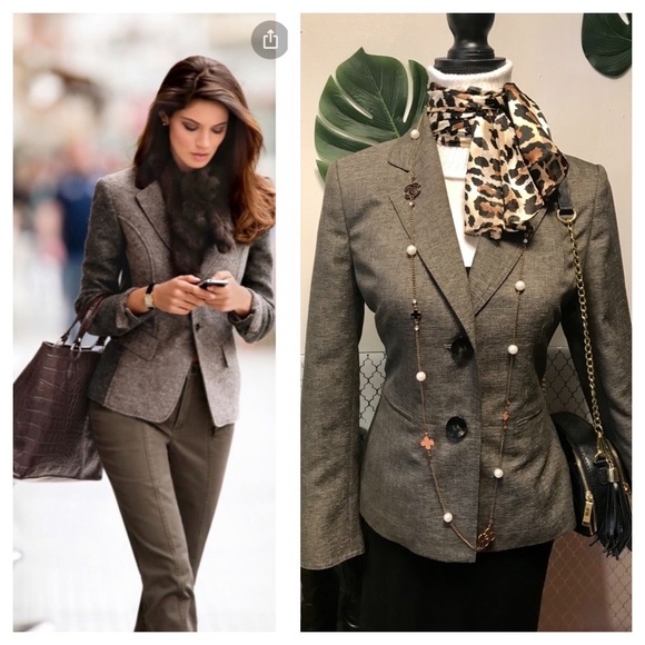 Le Suit Jackets & Blazers - Le Suit Brown heathered Leopard lined blazers a 6